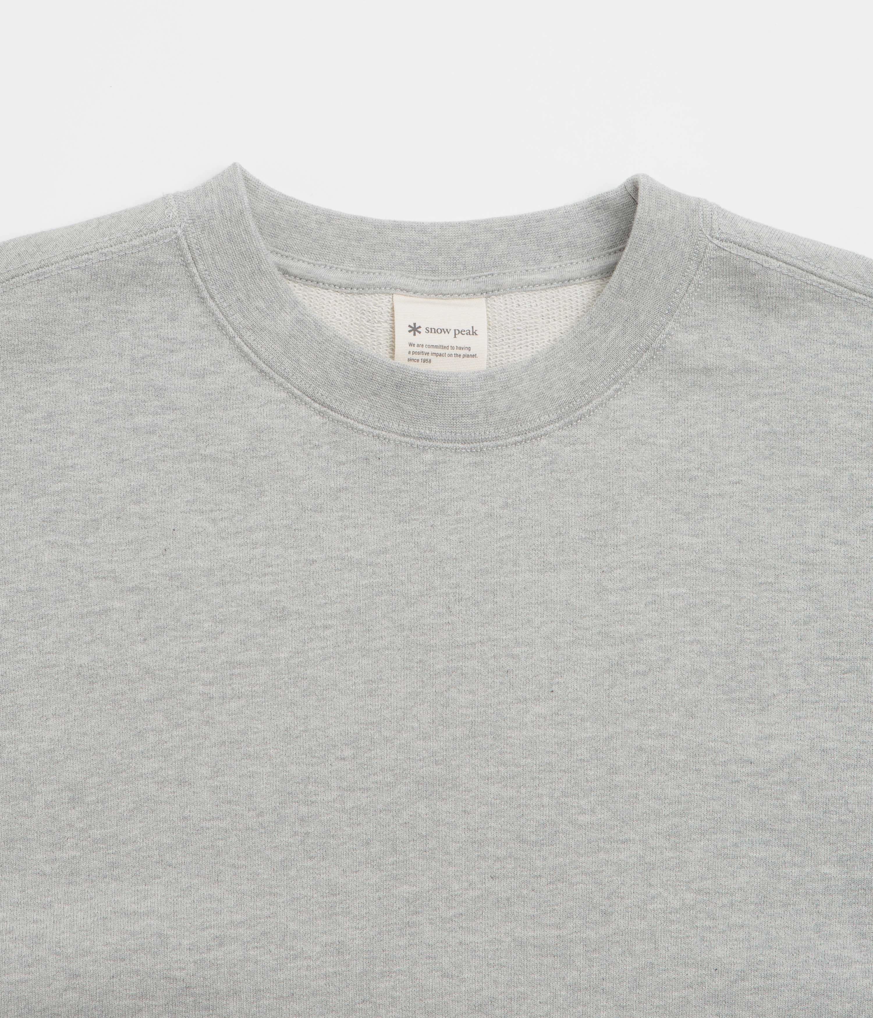 Simple Warmth Low Maintenance Care Snow Peak Recycled Cotton Crewneck Sweatshirt - Mid Grey