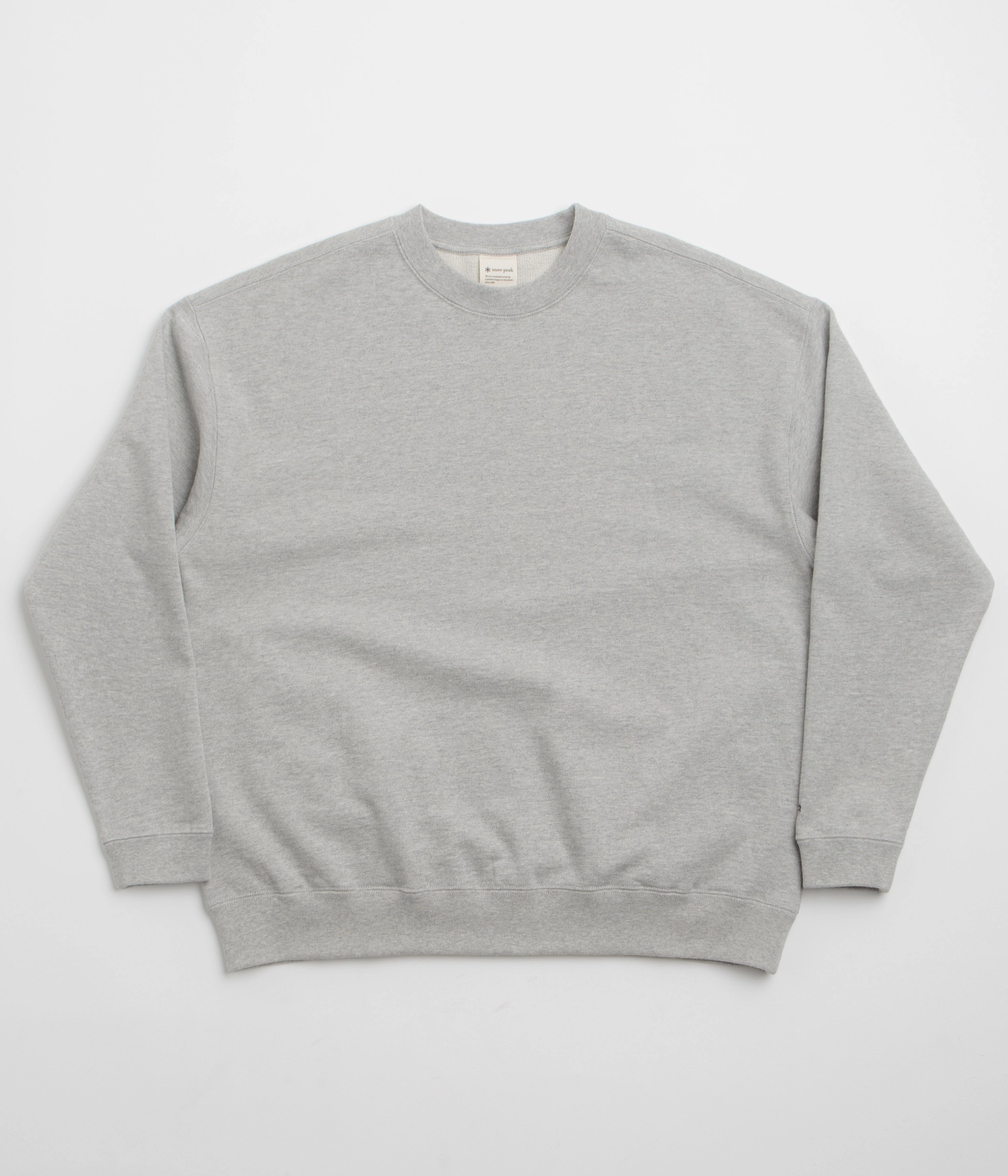 Snow Peak Recycled Cotton Crewneck Sweatshirt - Mid Grey Thermal Lock Stitching Comfy chic