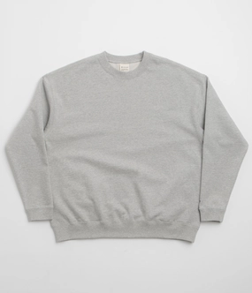 Snow Peak Recycled Cotton Crewneck Sweatshirt - Mid Grey Thermal Lock Stitching Comfy chic