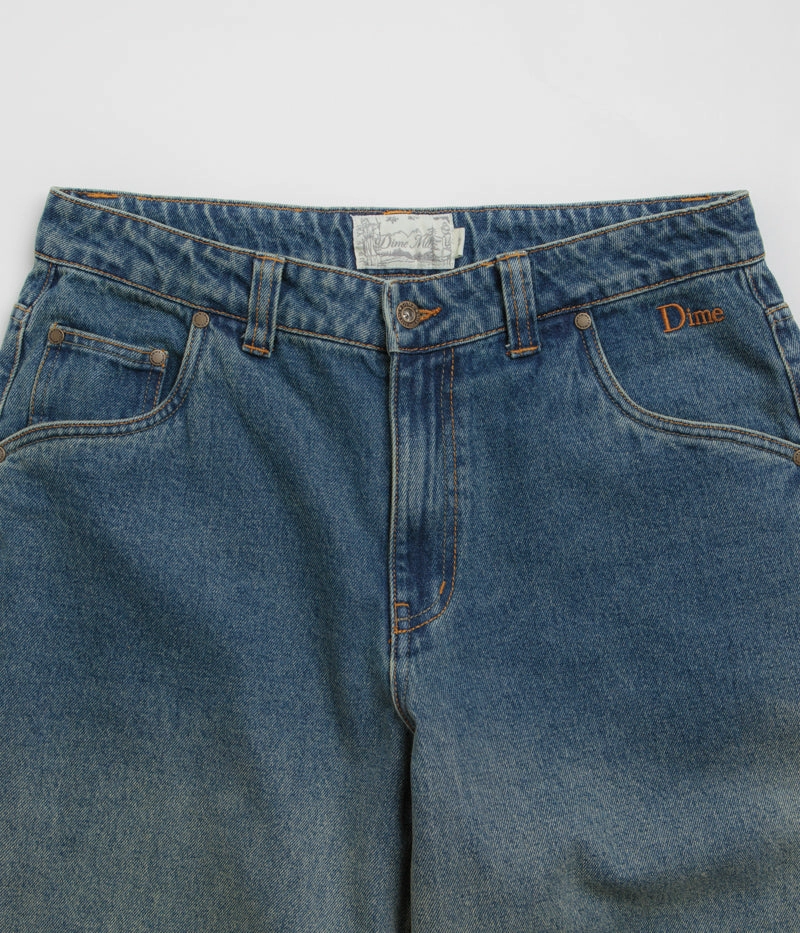 Adjustable loop Dime Classic Baggy Jeans - Dipped Sandblasted Indigo