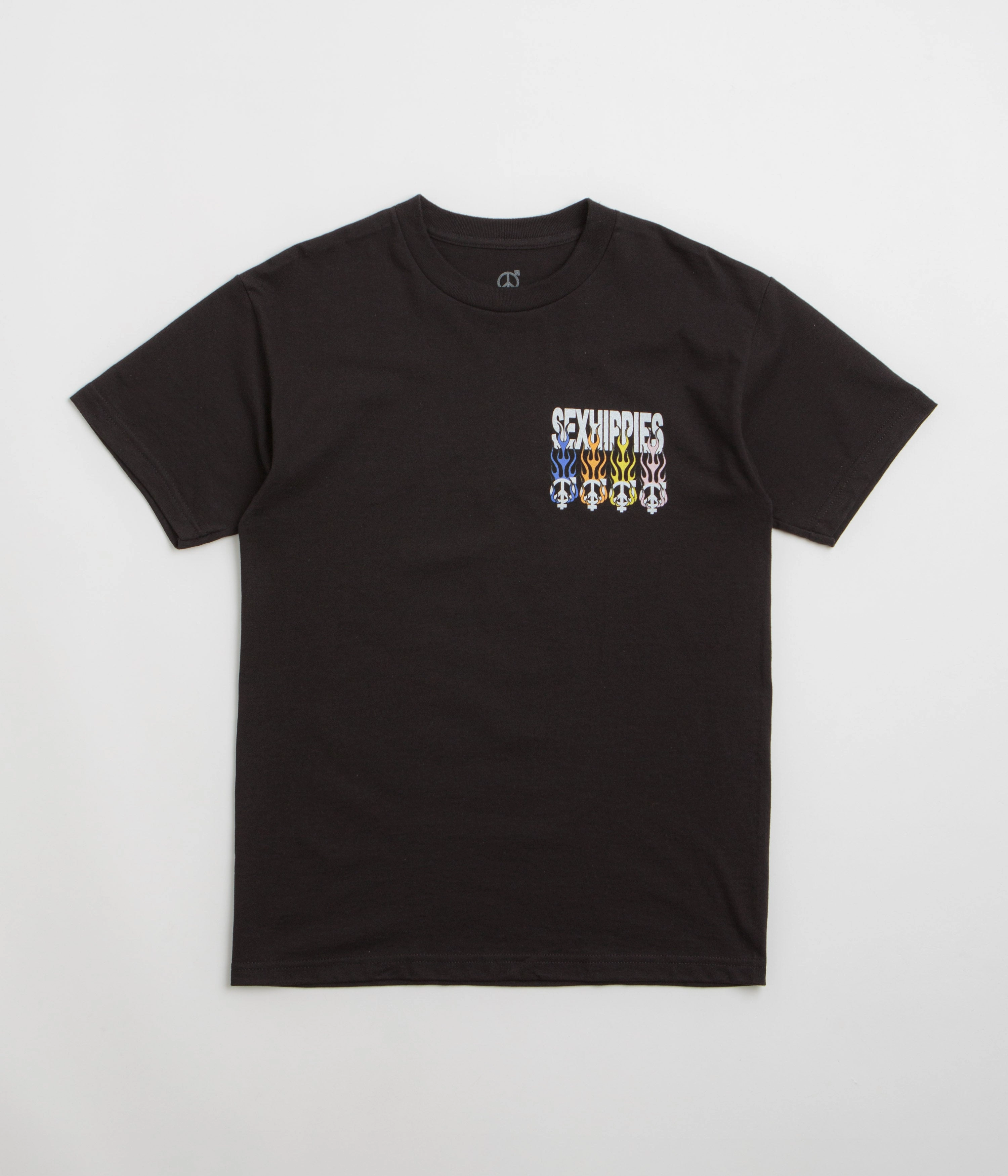 Sexhippies Flame Circle T-Shirt - Black Solid Color Holiday Trend