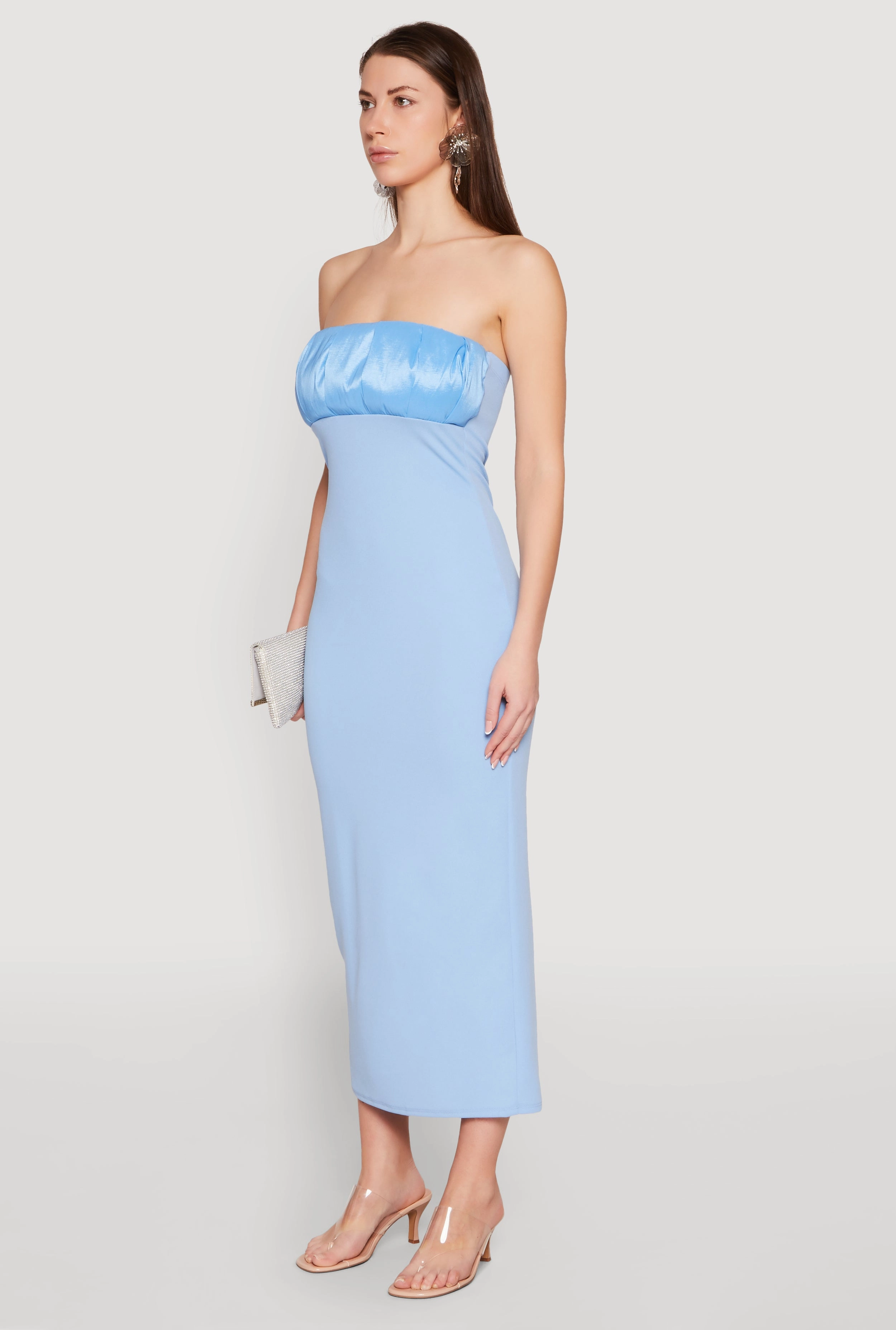 Light Blend Smart Tones Empire Waist Slit Back Maxi Dress