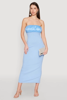 Non-Pilling Empire Waist Slit Back Maxi Dress