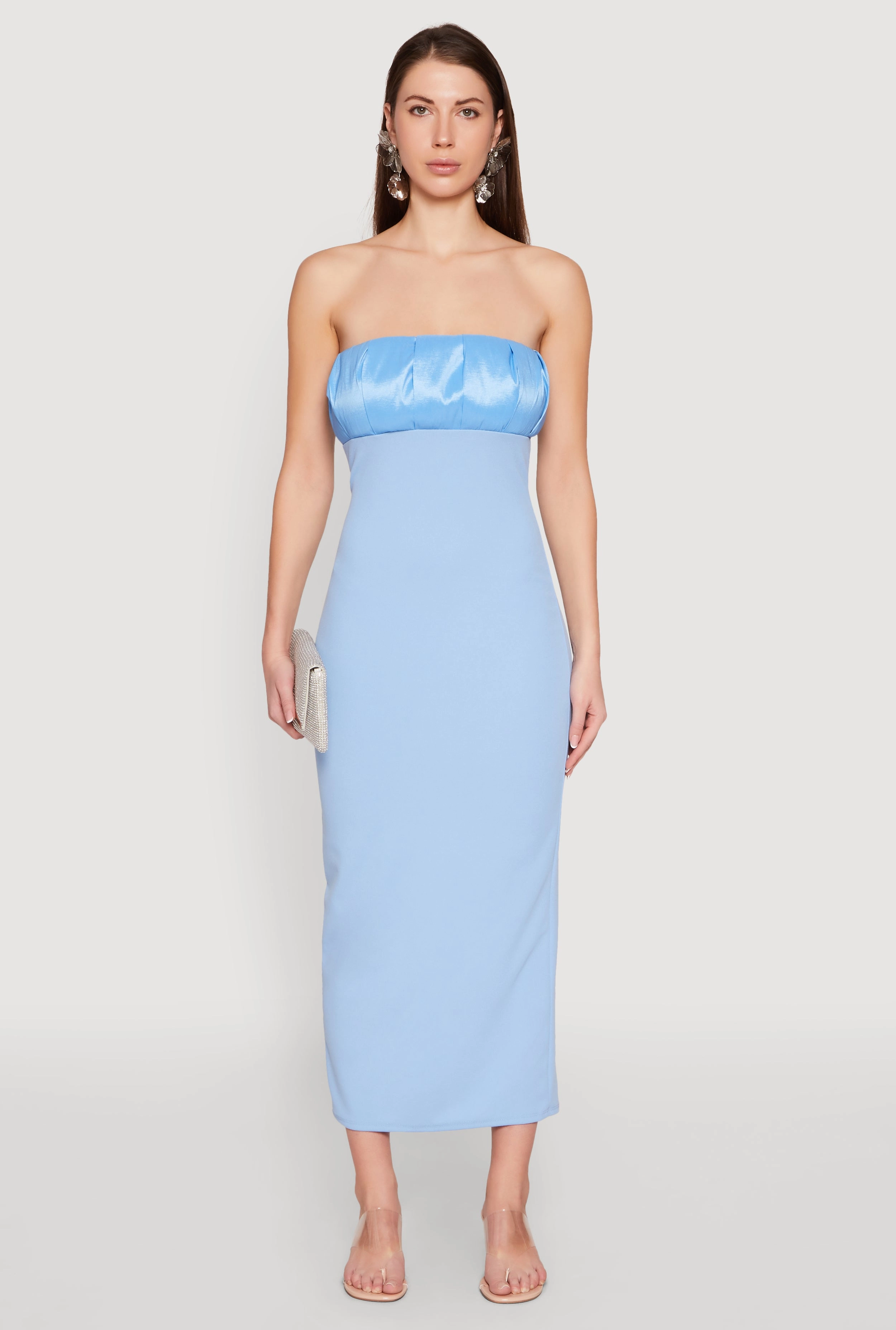 Empire Waist Slit Back Maxi Dress Party Safe Zip Ease