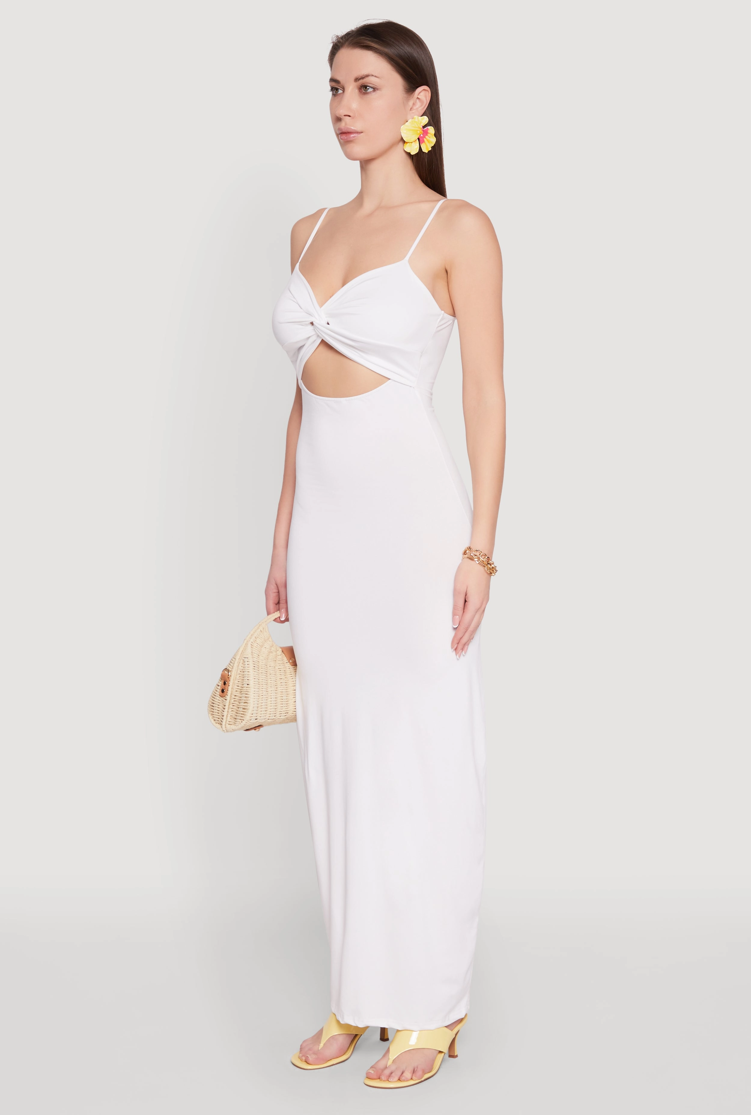 Twist Front Cut Out Maxi Dress Classic structured dress