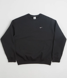 Nike Solo Swoosh Crewneck Sweatshirt - Black / White Cozy Knitwear