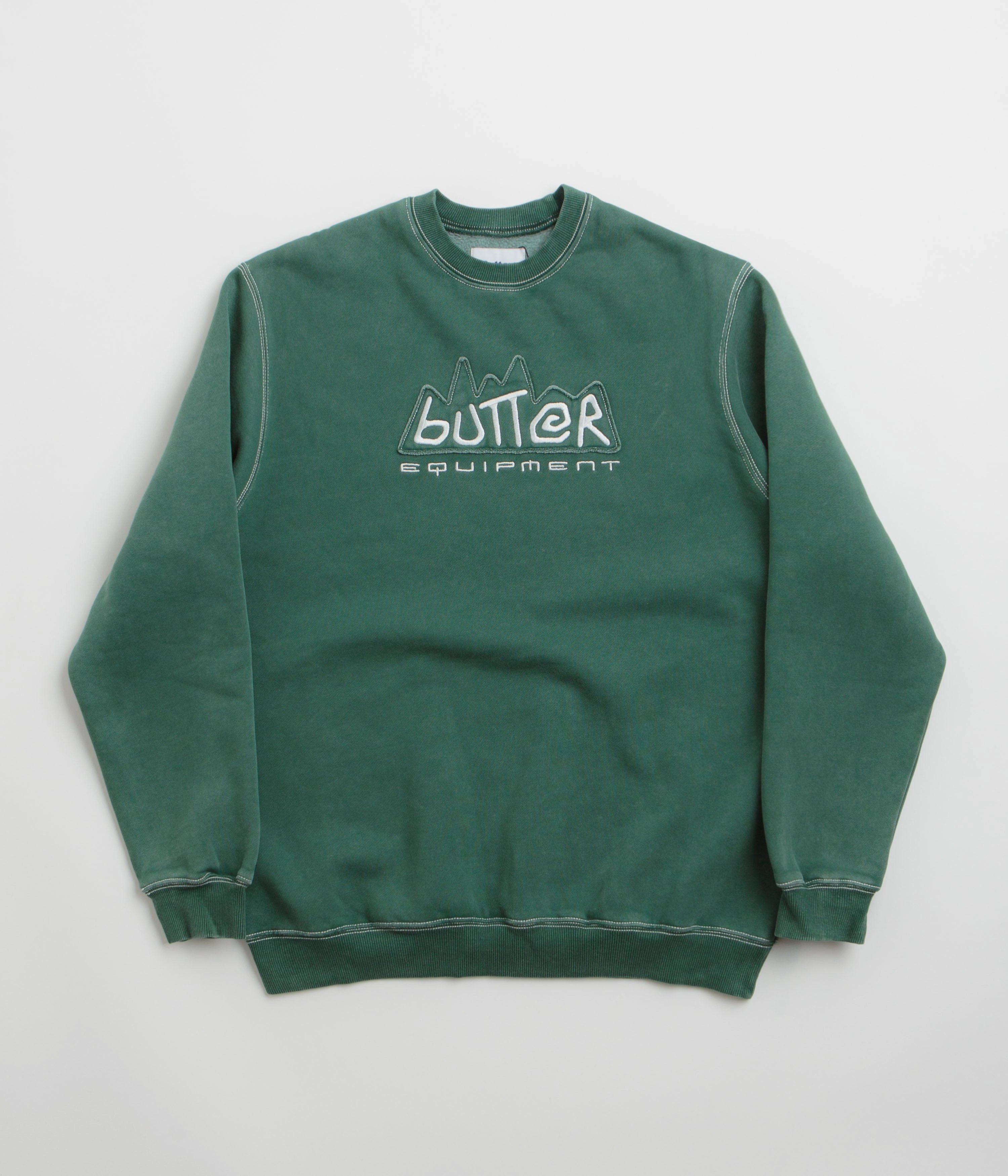 Thermal Insulation Technology Butter Goods Equipment Applique Crewneck Sweatshirt - Washed Fern