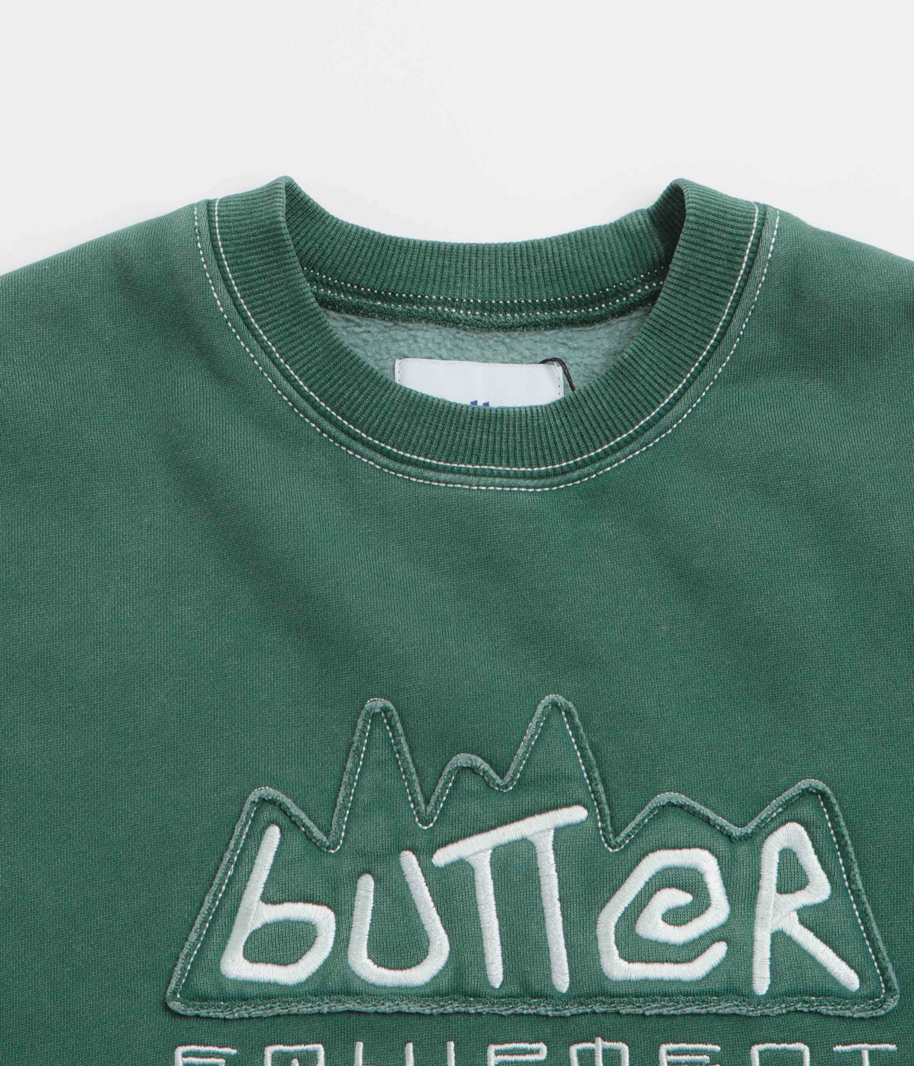 Sophisticated Comfort Butter Goods Equipment Applique Crewneck Sweatshirt - Washed Fern