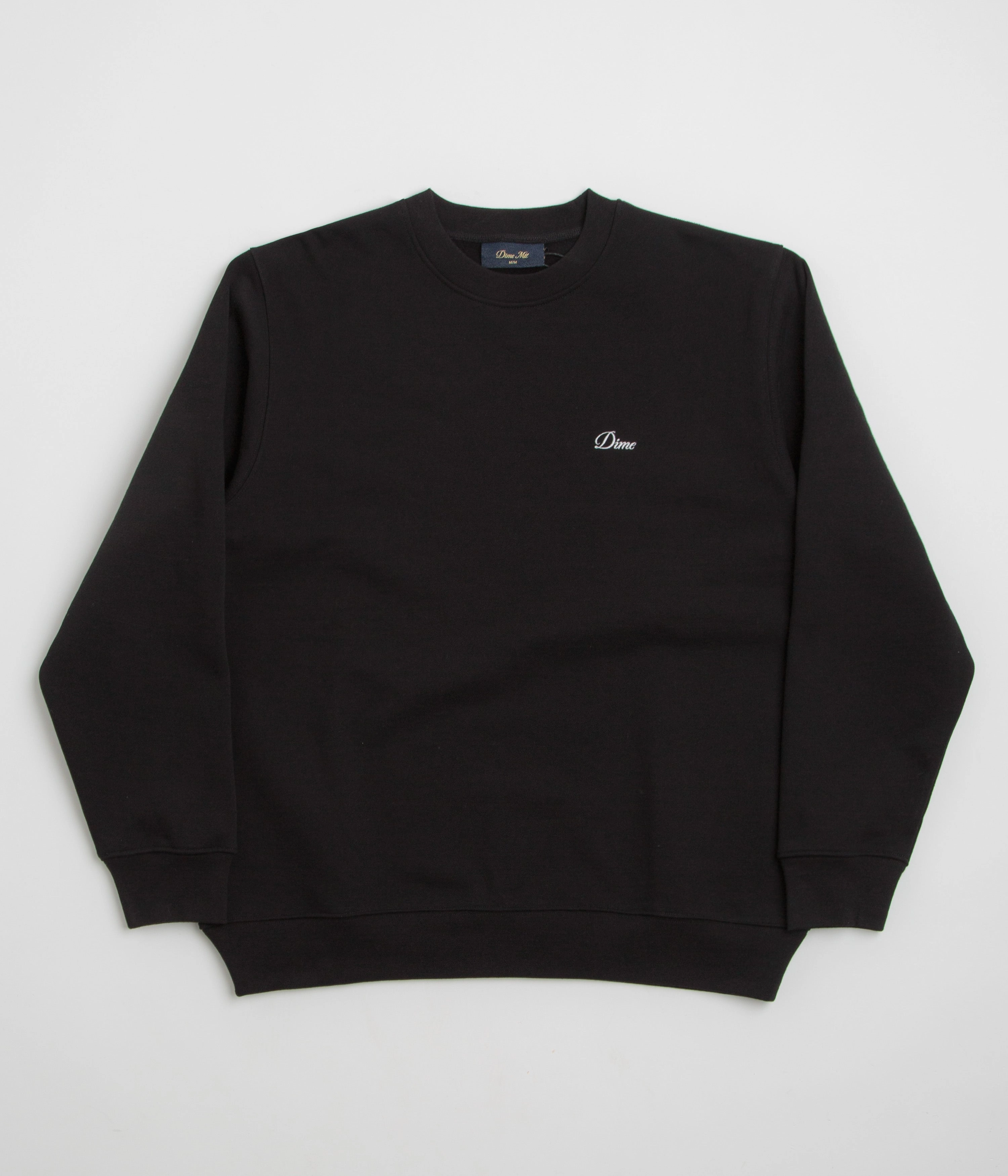 Dime Cursive Small Logo Crewneck Sweatshirt - Black Knitted Warmth Layering Comfort