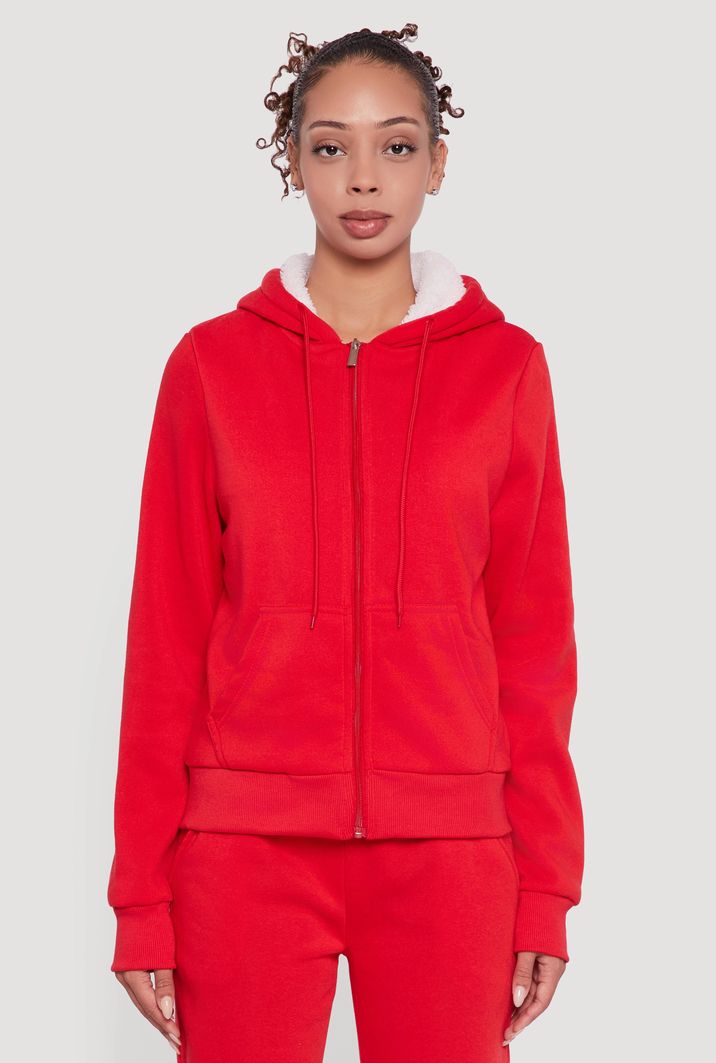 Food related Cozy Sherpa Lined Hooded Zip Front Sweatshirt