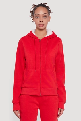 Food related Cozy Sherpa Lined Hooded Zip Front Sweatshirt