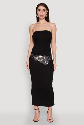 Patterned-Fabric Daisy Maxi Tube Dress