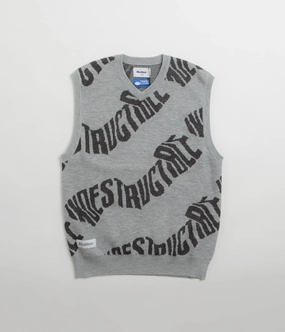 Butter Goods x Blue Note Indestructible Knitted Vest - Heather Grey Layered Knit Vintage Wash Finish
