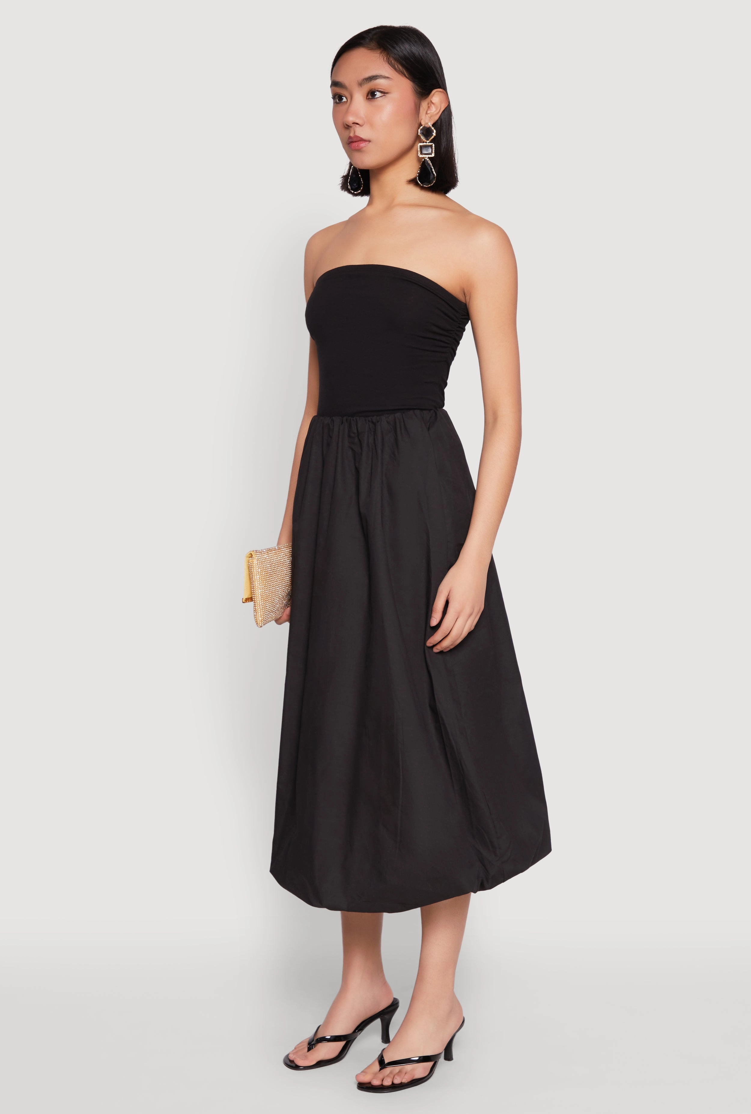 Poplin Midi Bubble Skirt tech fabric Eco Friendly
