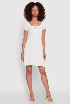 Crepe Knit Puff Sleeve Peasant Dress Luxe Fabric Cool Season