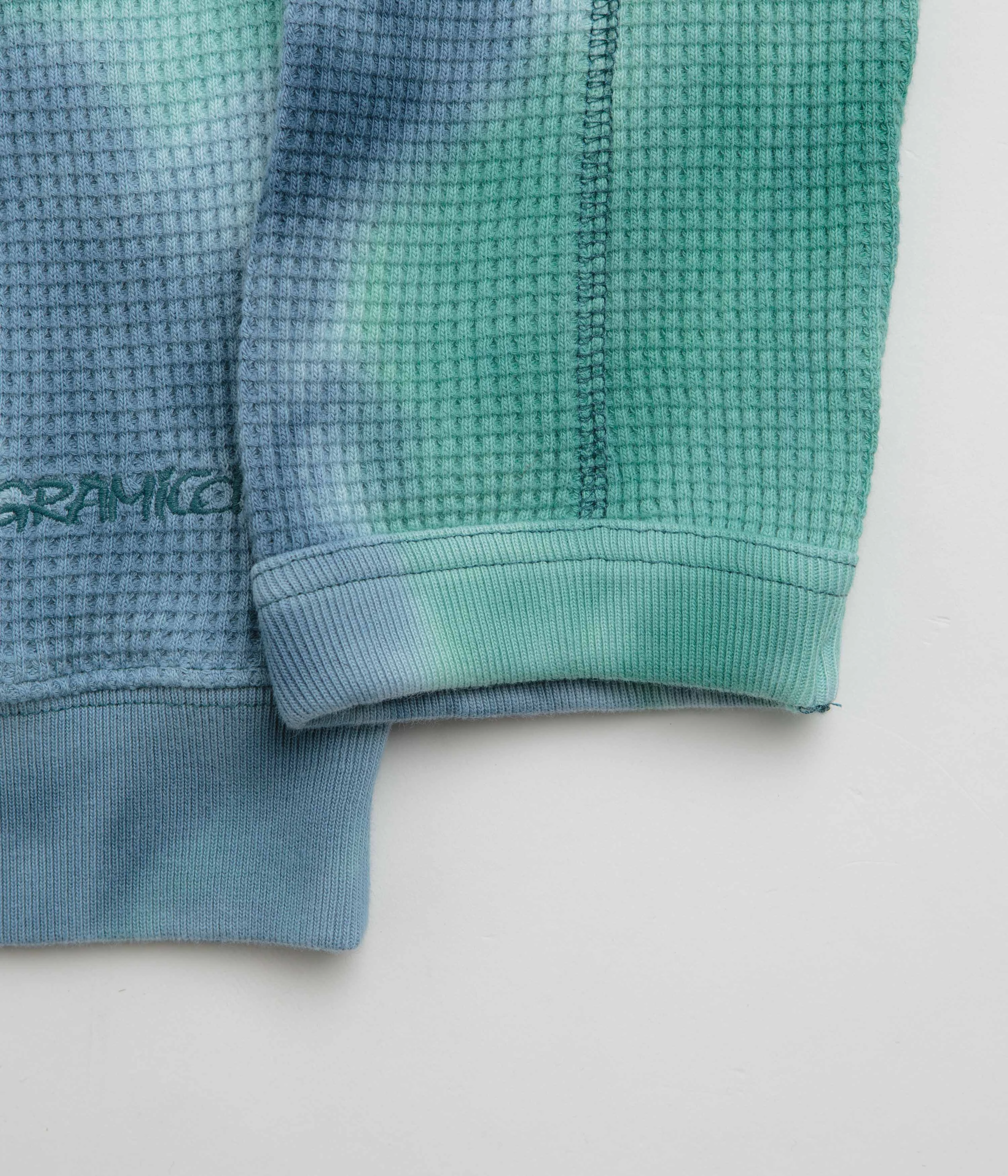 Quick drying material Gramicci Waffle Crewneck Sweatshirt - Turquoise Tie Dye
