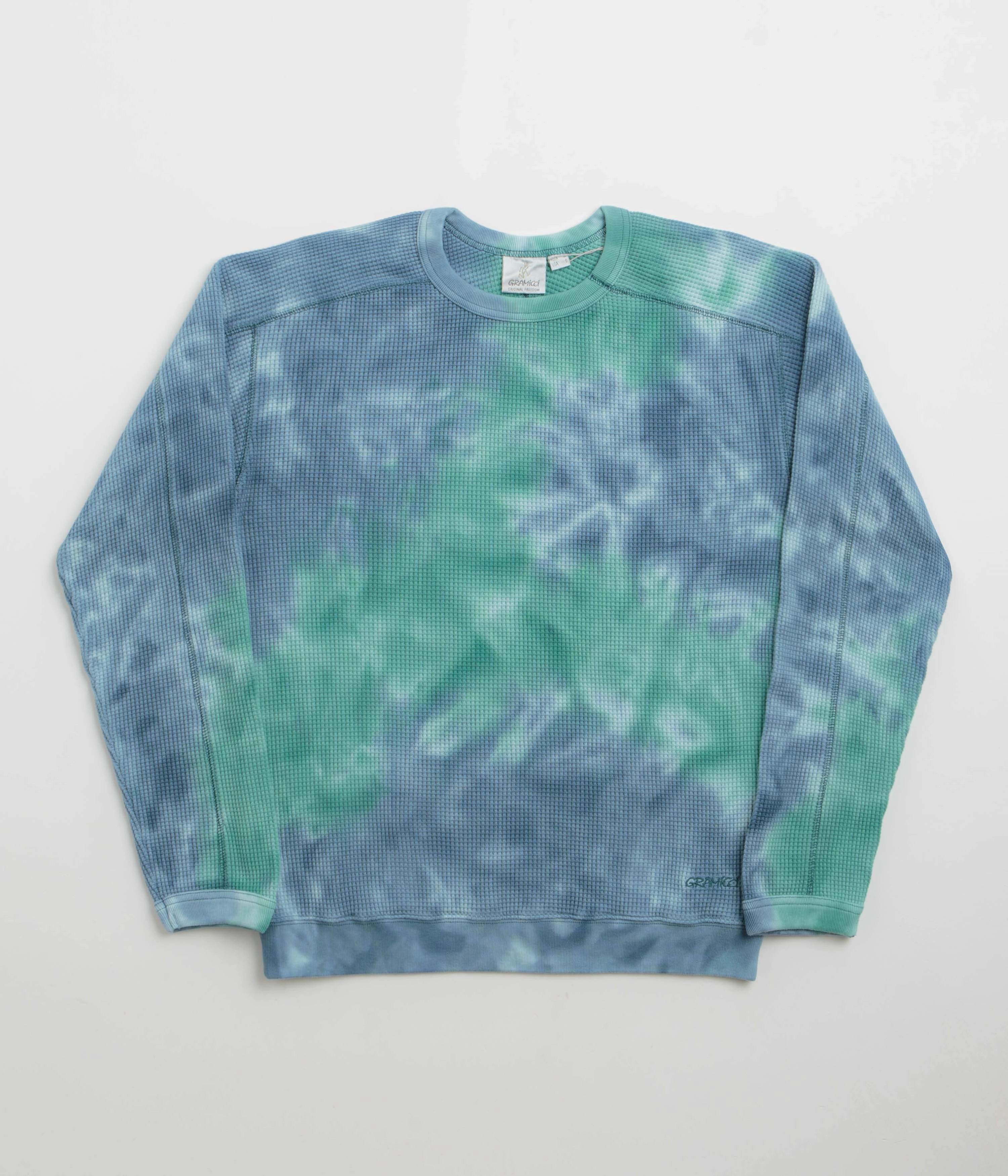 Winter Ready Look Gramicci Waffle Crewneck Sweatshirt - Turquoise Tie Dye