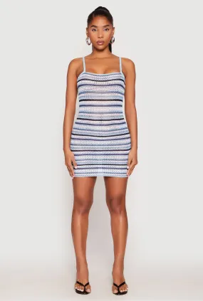 Skin Hug Stylish Touch Crochet Striped Cami Dress