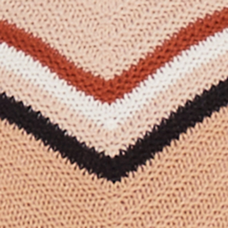 Crochet Chevron Caged Back V-Neck Sweater Premium Comfort