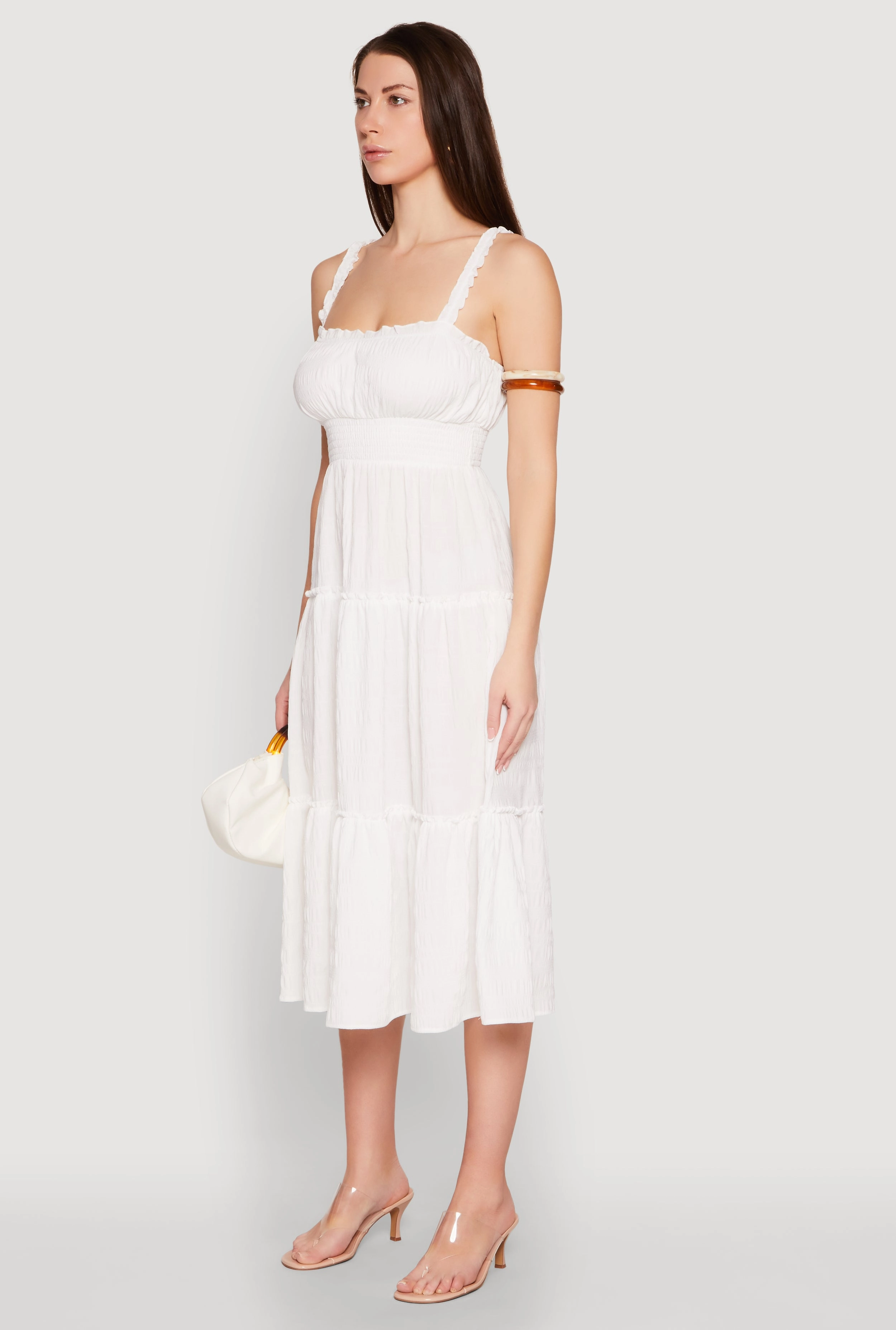 Almost Famous Smocked Empire Waist Tiered Dress Feminine Details