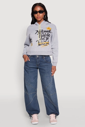Be Weird Graphic Hooded Sweatshirt Reinforced Placket Closure
