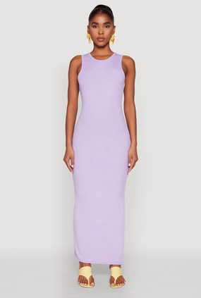 Heritage-Brand Rib Knit Side Slit Maxi Dress