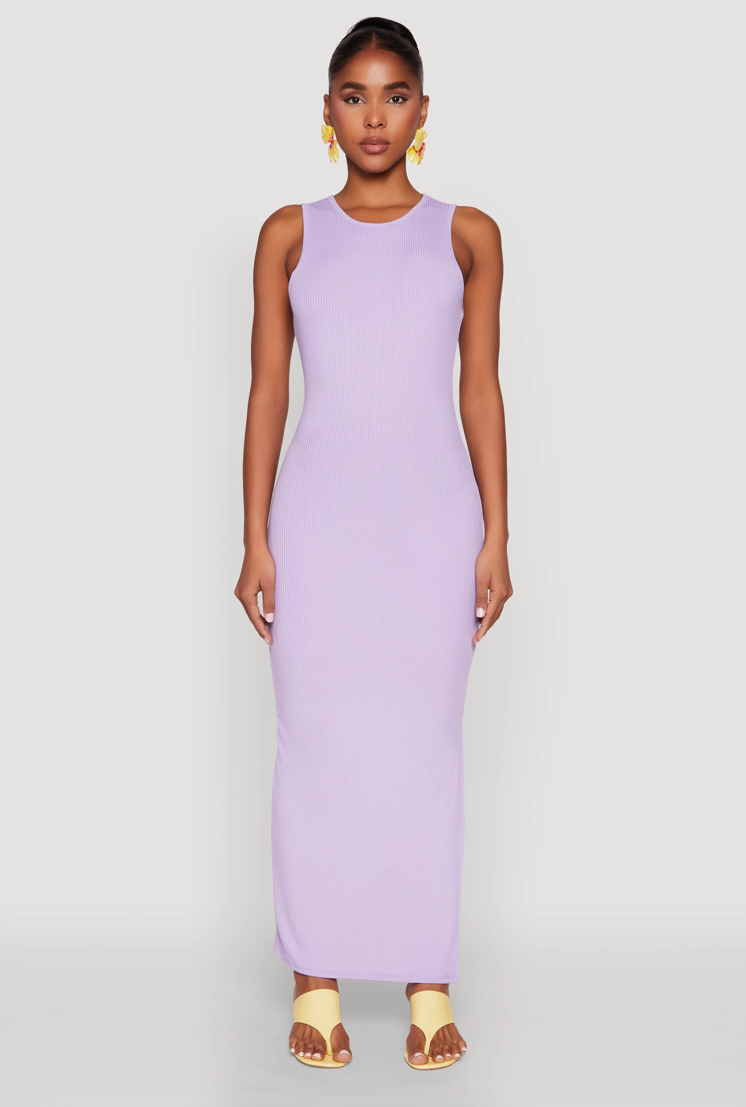 Heritage-Brand Rib Knit Side Slit Maxi Dress