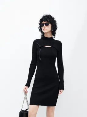 Basic Mood DurableStitching Cutout Ribbed Knit Dress