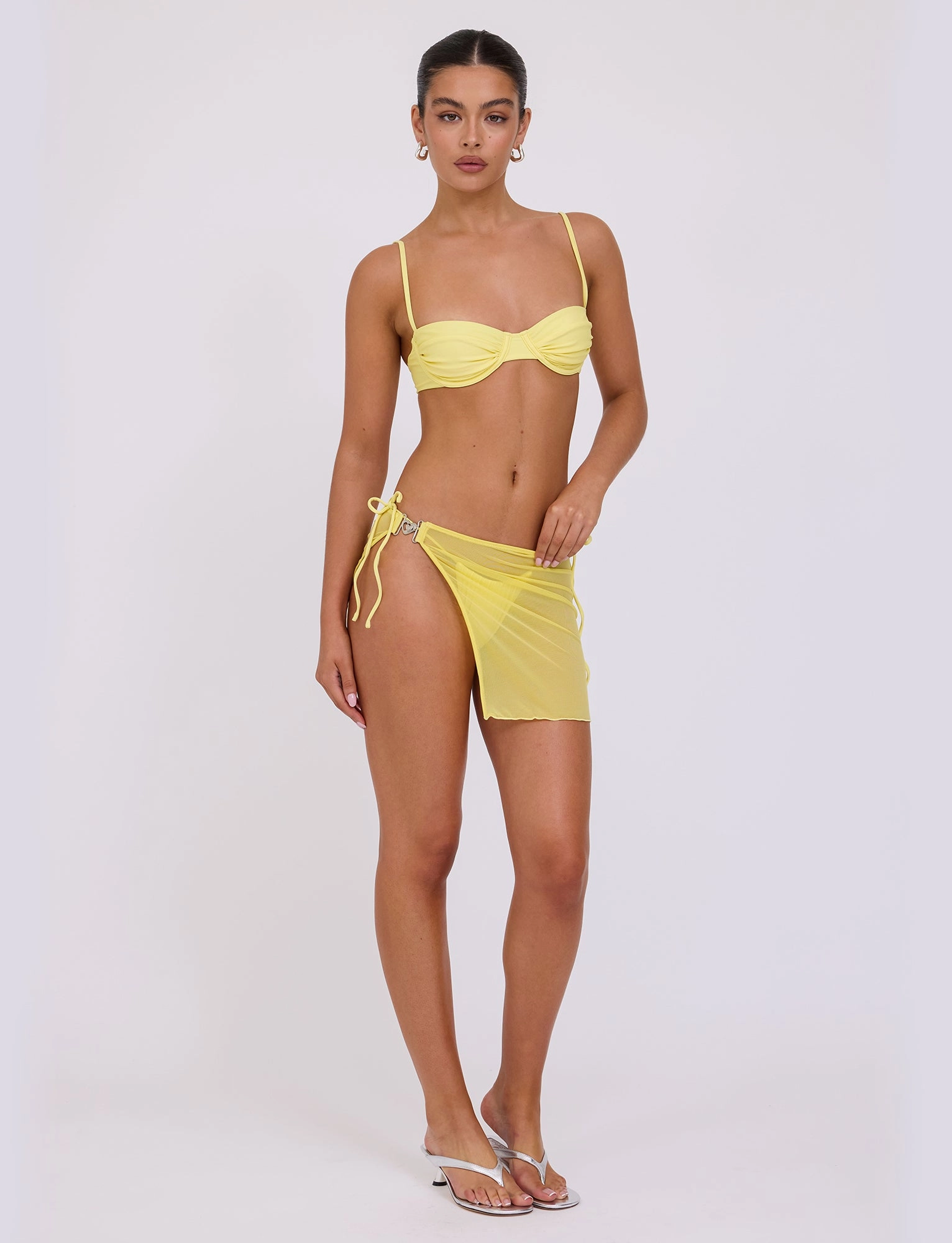 CYNTHIA MINI MESH SKIRT - YELLOW : PALE YELLOW Sun-Protected