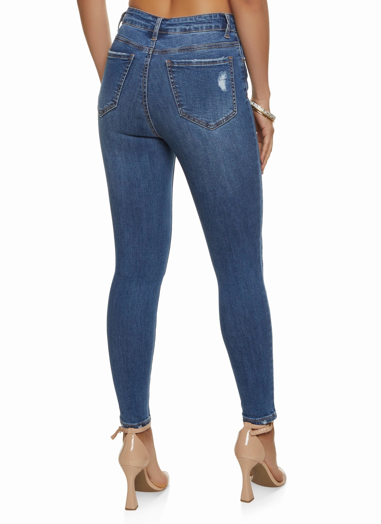 WAX Basic Distressed High Waist Skinny Jeans Always Fits