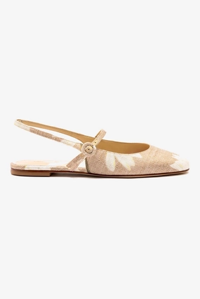 On-The-Go Footwear Night View Georgina Ballet Flat In Beige Printed Raffia