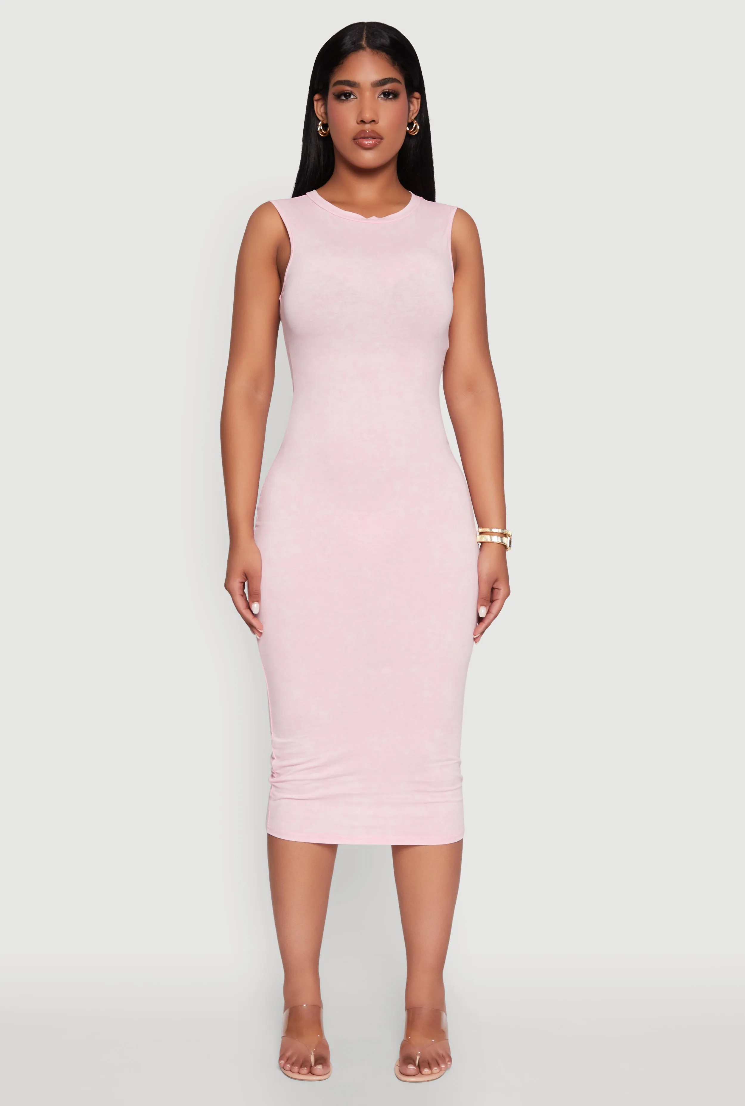 Daisy Mineral Wash Sleeveless Curve Hugging Tank Dress Signature-Style