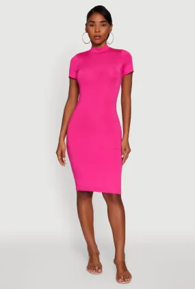 Versatile Cut Urban Look Daisy Mock Neck T Shirt Dress