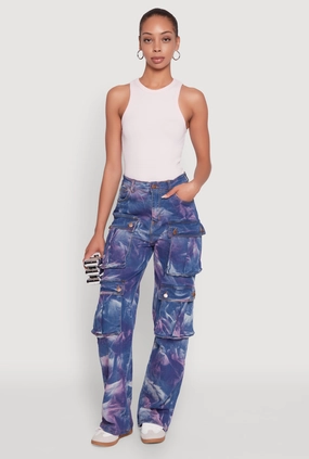 Style Element Daisy High Waisted Straight Leg Jeans with Cargo Pockets