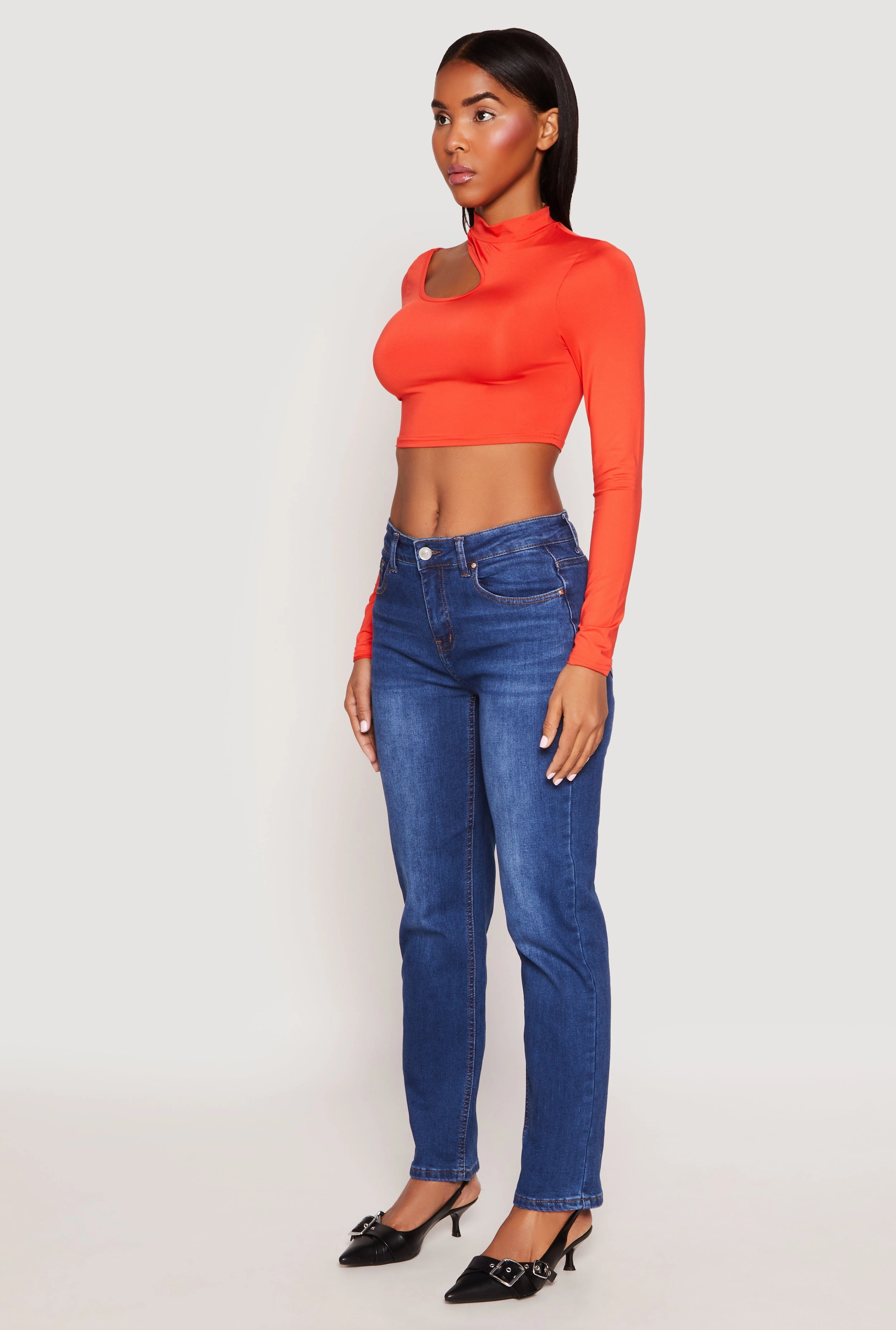 Edgy Glasses Daisy Keyhole Shoulder Crop Top