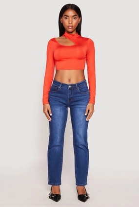 Elderly Daisy Keyhole Shoulder Crop Top