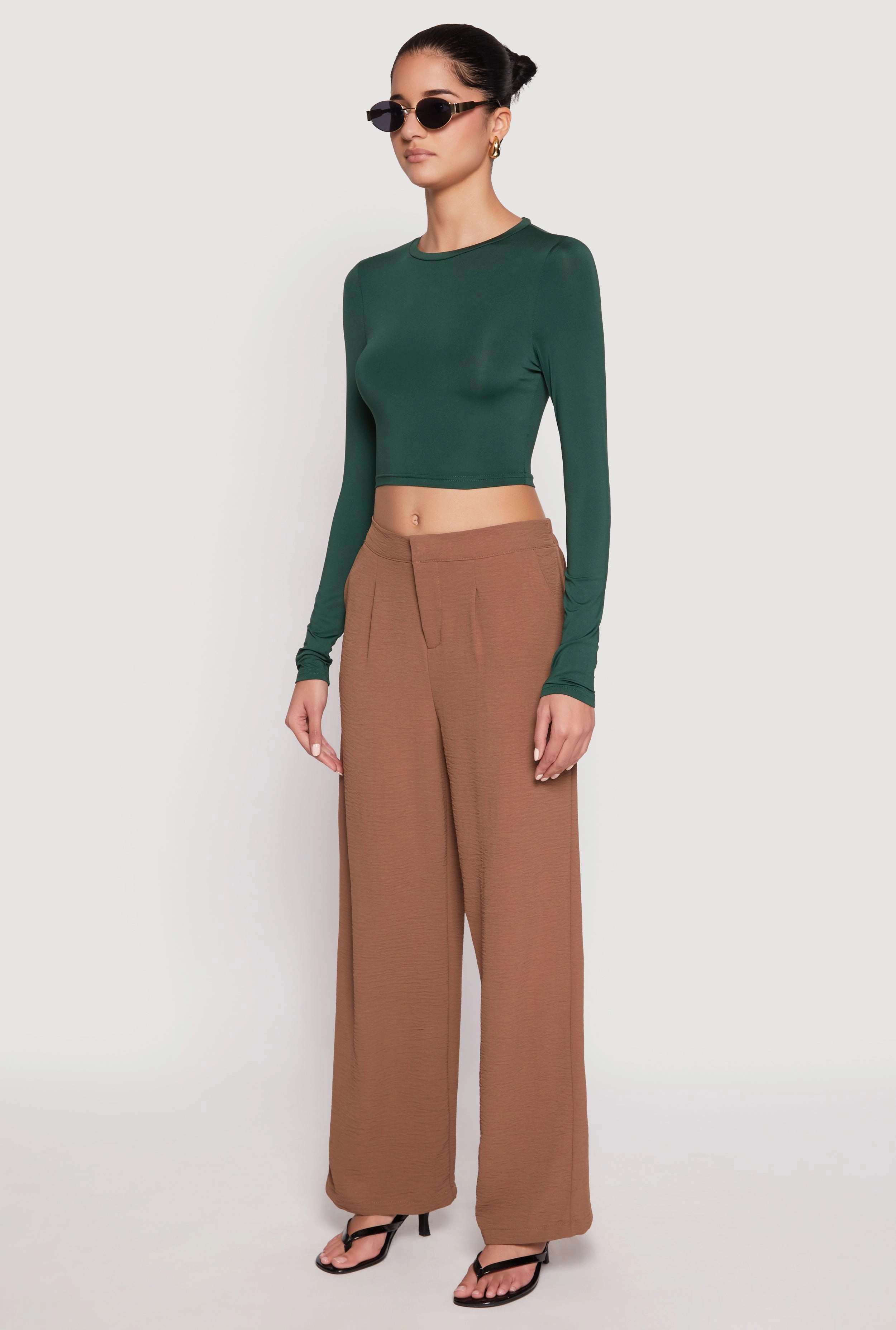 Daisy Long Sleeve High Neck Crop Top Business Meeting