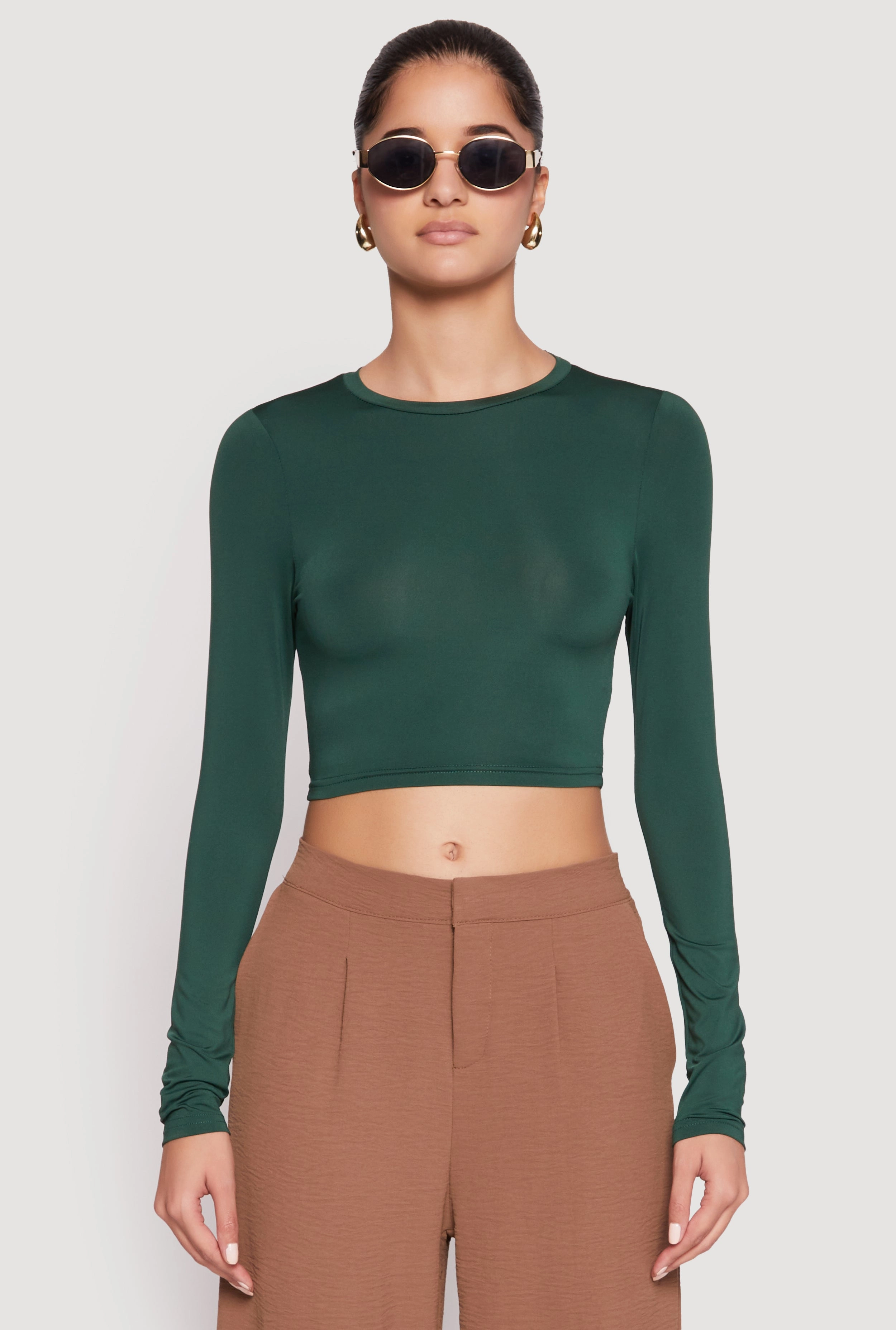 Colorfastness Tied Daisy Long Sleeve High Neck Crop Top