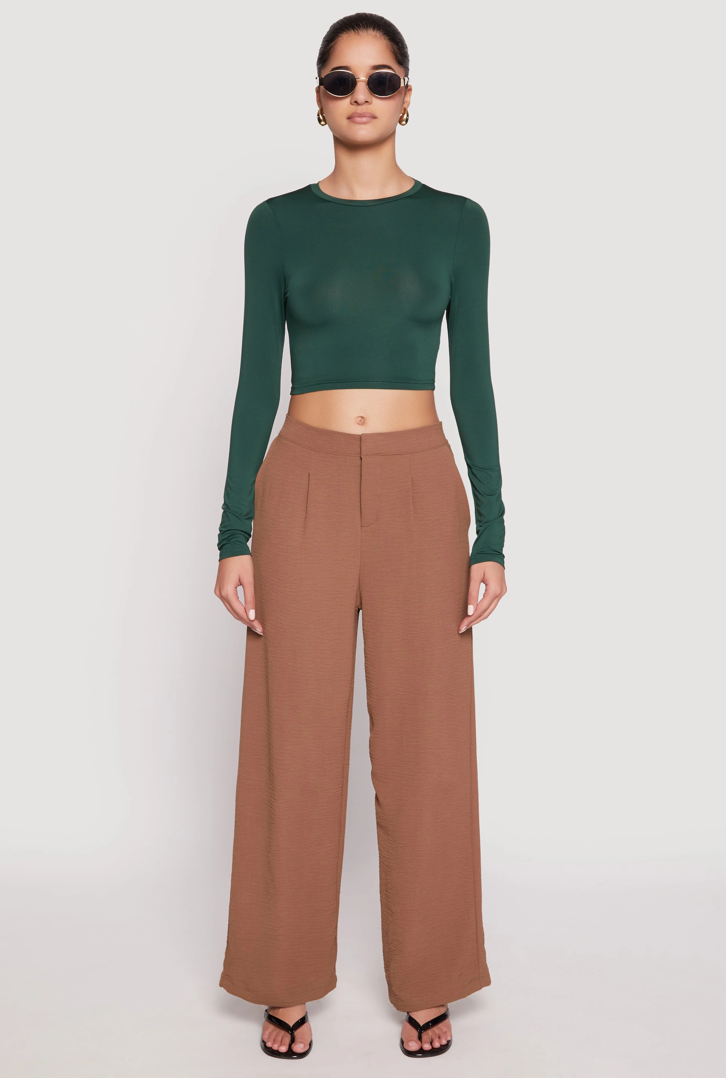 Bread Daisy Long Sleeve High Neck Crop Top
