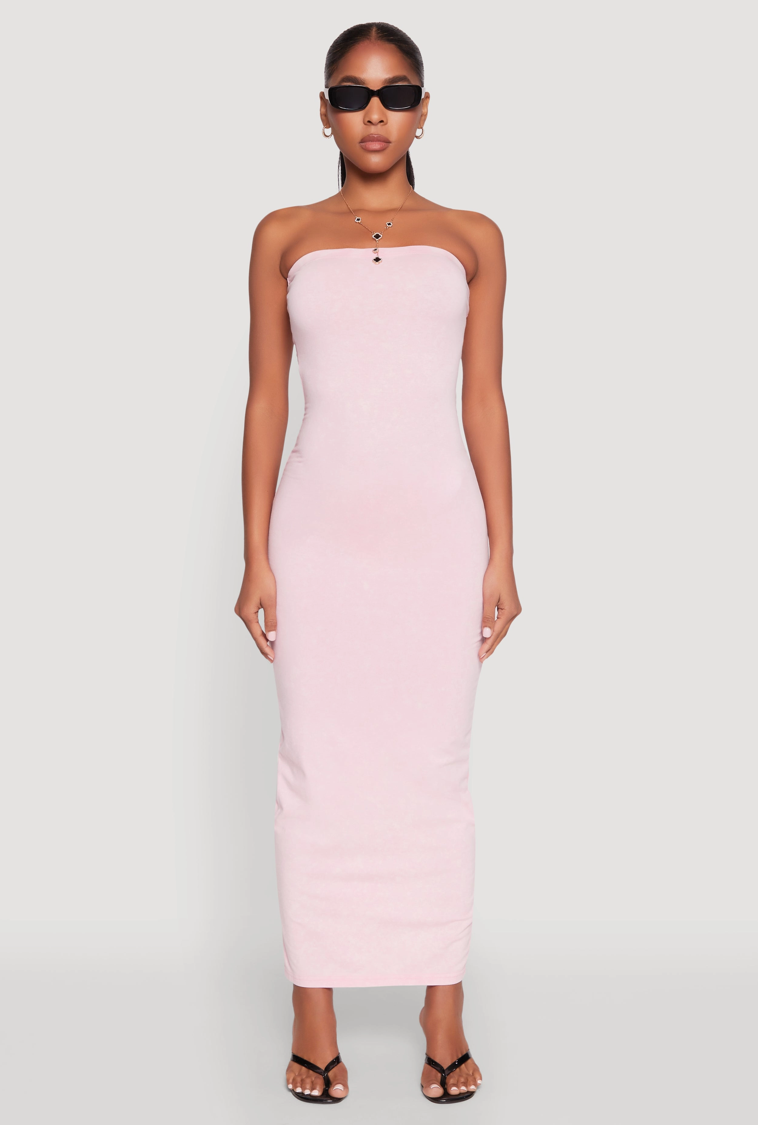 Fitted Design Flattering Look Wear Daisy Mineral Wash Maxi Tube Dress