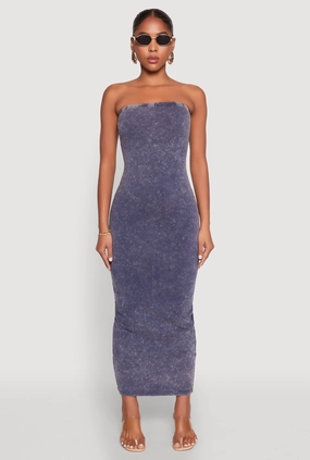 Weekend Ready Daisy Mineral Wash Maxi Tube Dress