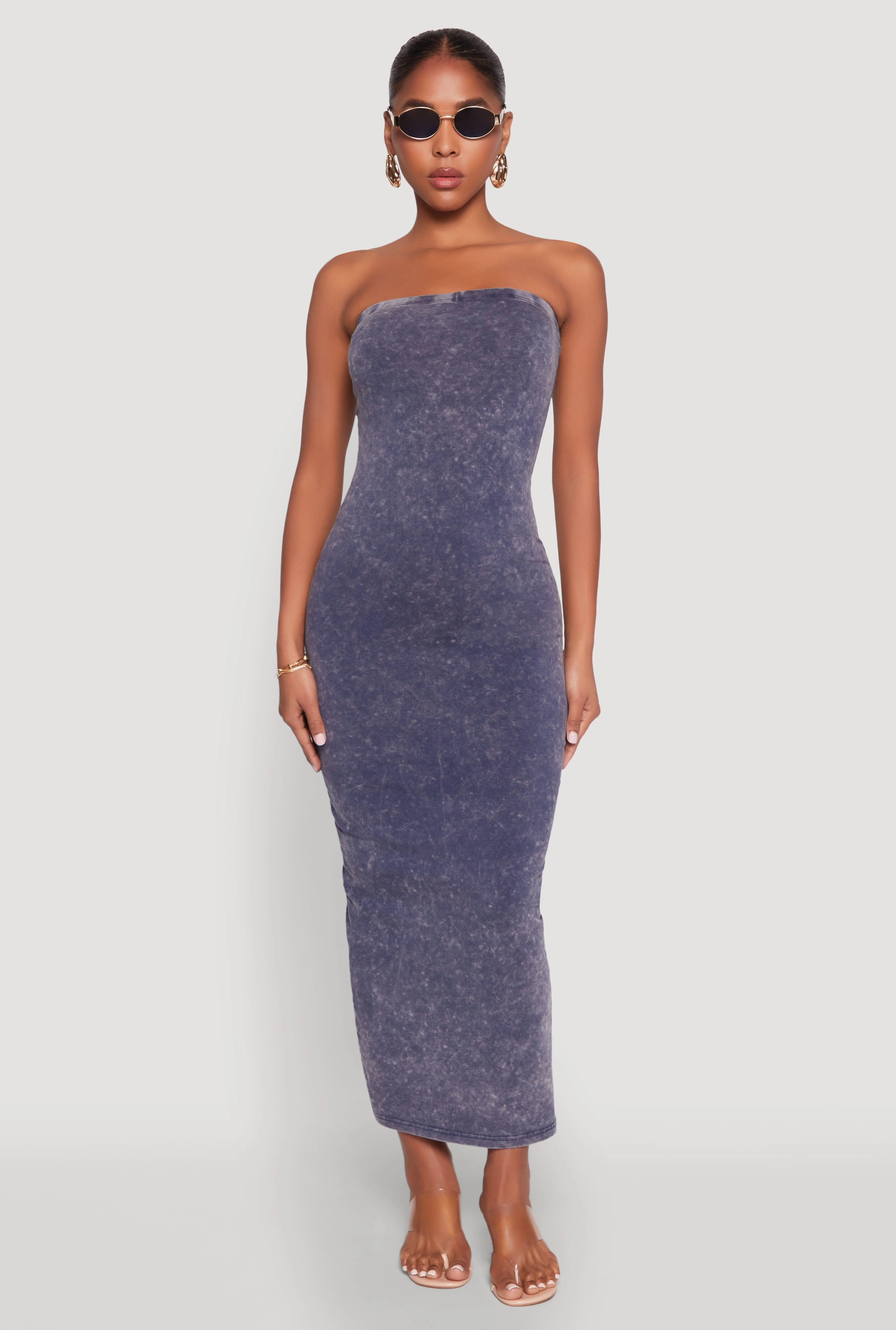 Contemporary Look Daisy Mineral Wash Maxi Tube Dress