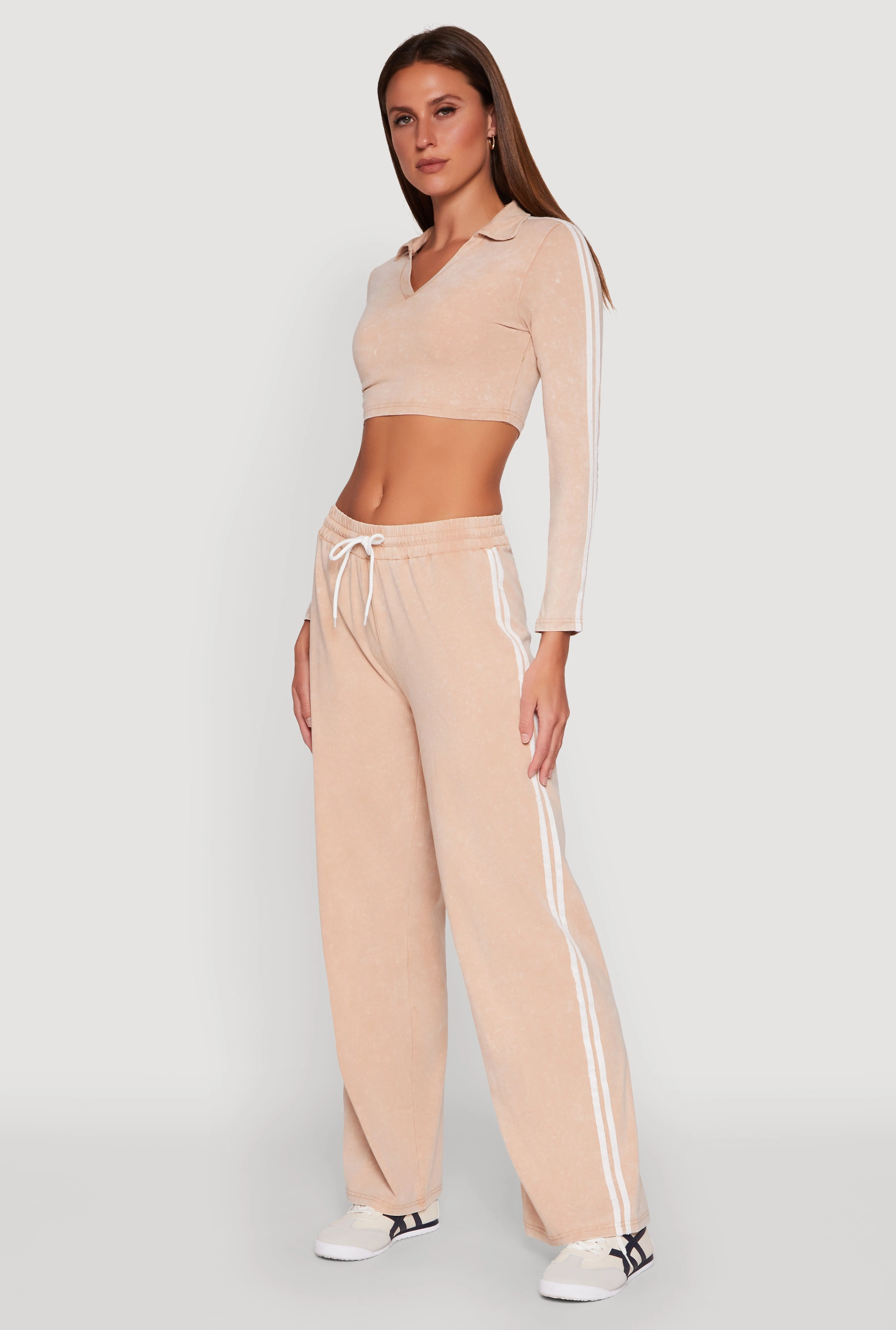 Budget - friendly Daisy Mineral Wash Varsity Stripe Crop Top