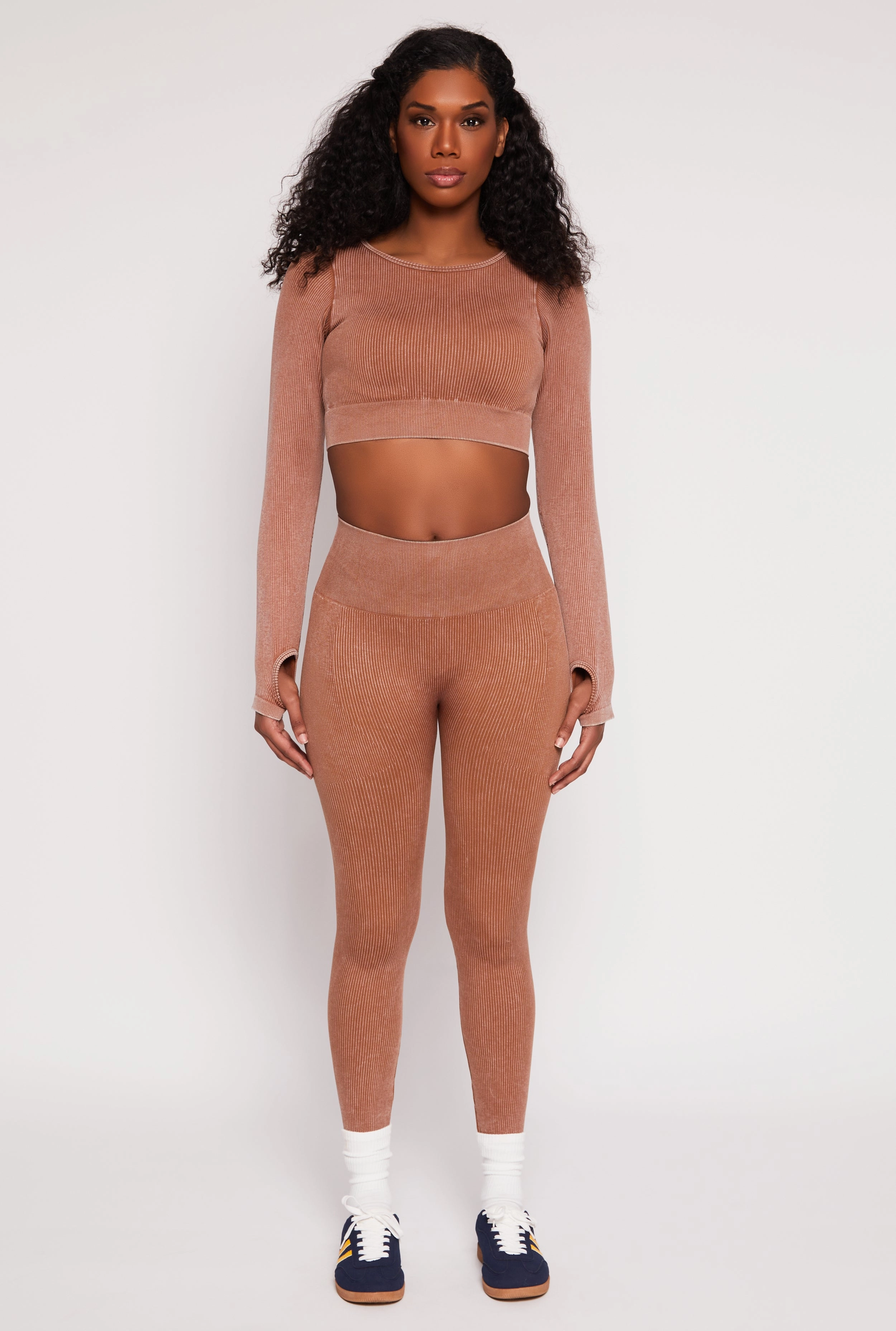 Daisy Ribbed Knit Active Leggings Urban Commuter Home Lounge