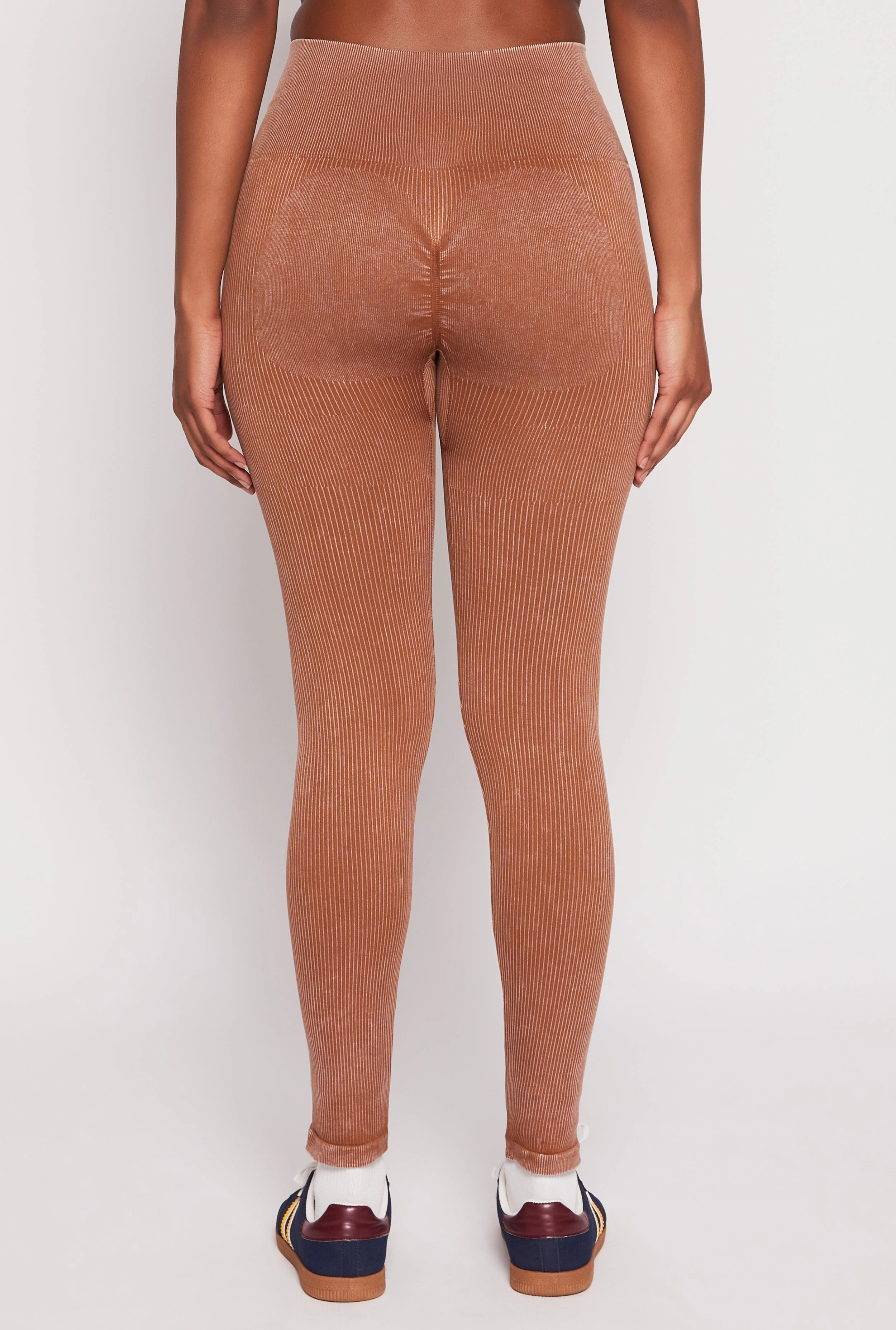 Slim Stretch Daisy Ribbed Knit Active Leggings