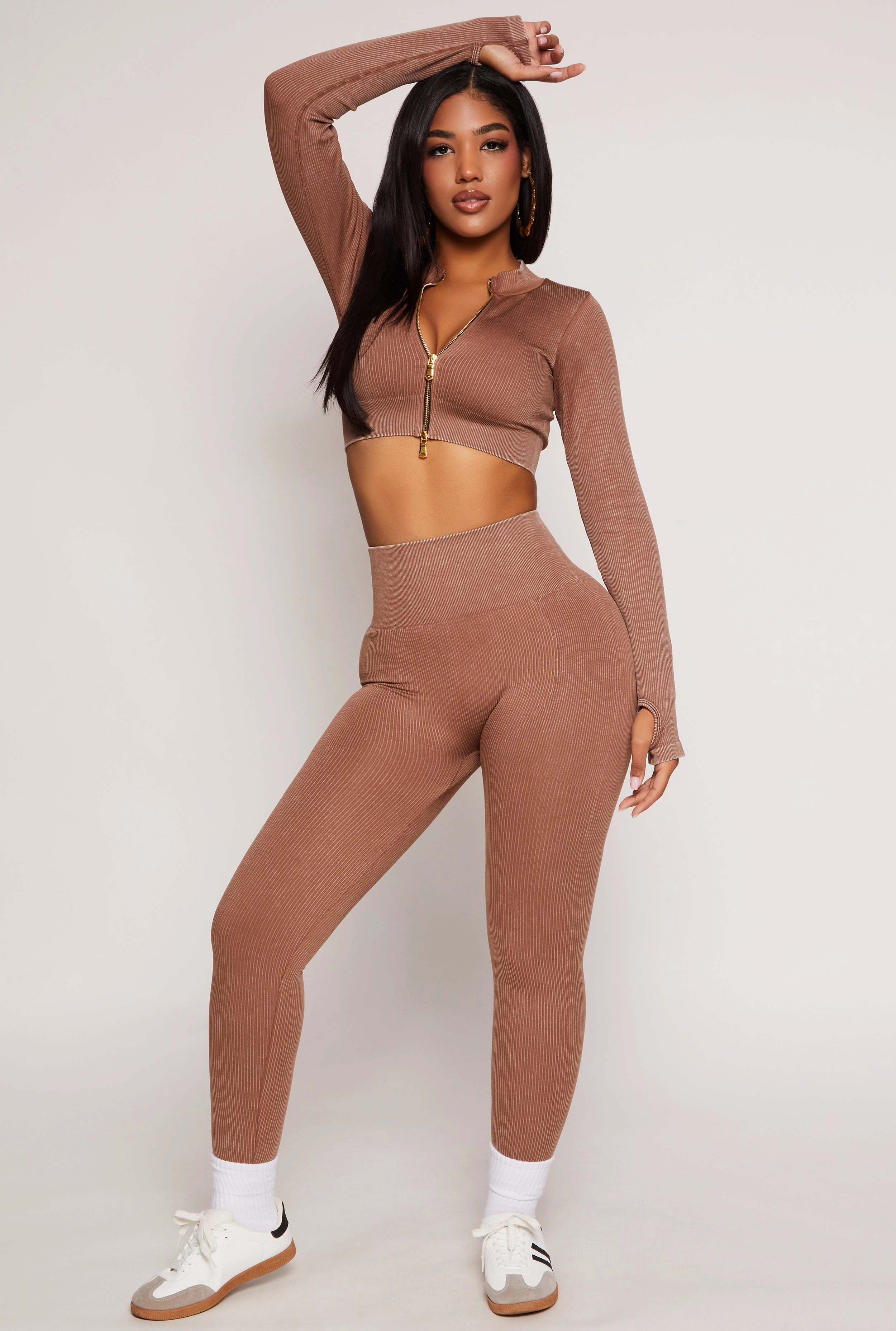 Daisy Ribbed Knit Cropped Track Jacket Shock Absorbent Padding Three Layer Laminate