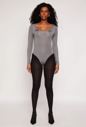 Daisy Scoop Neck Long Sleeve Bodysuit Senior Faux