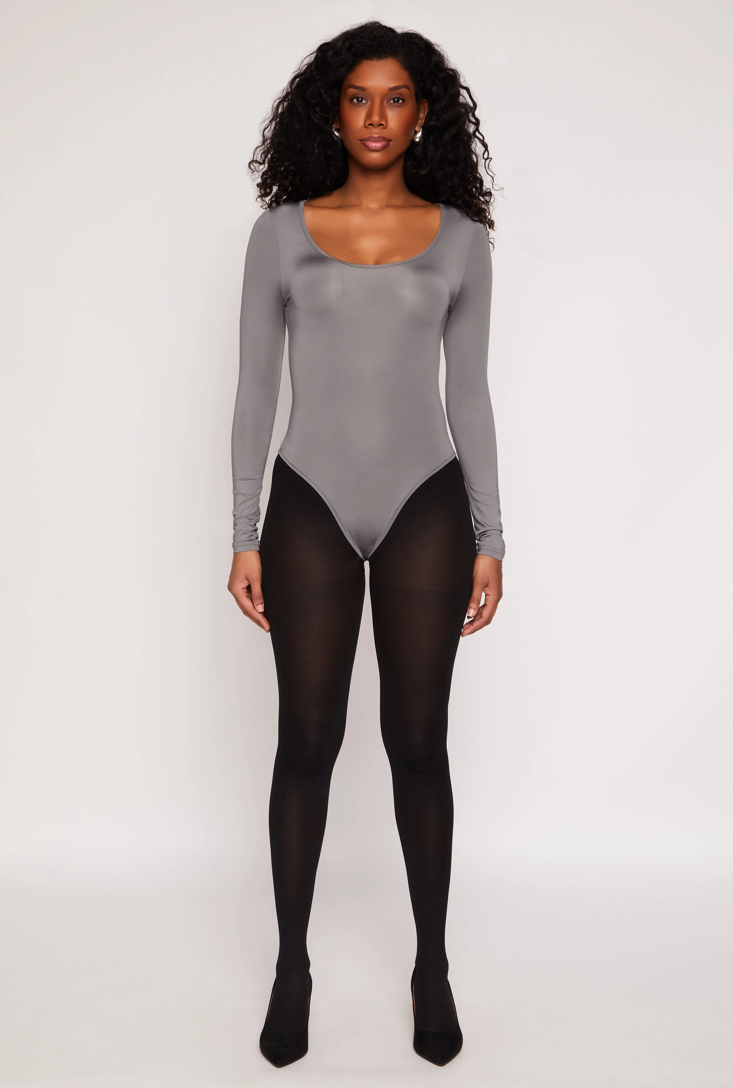 Daisy Scoop Neck Long Sleeve Bodysuit Senior Faux