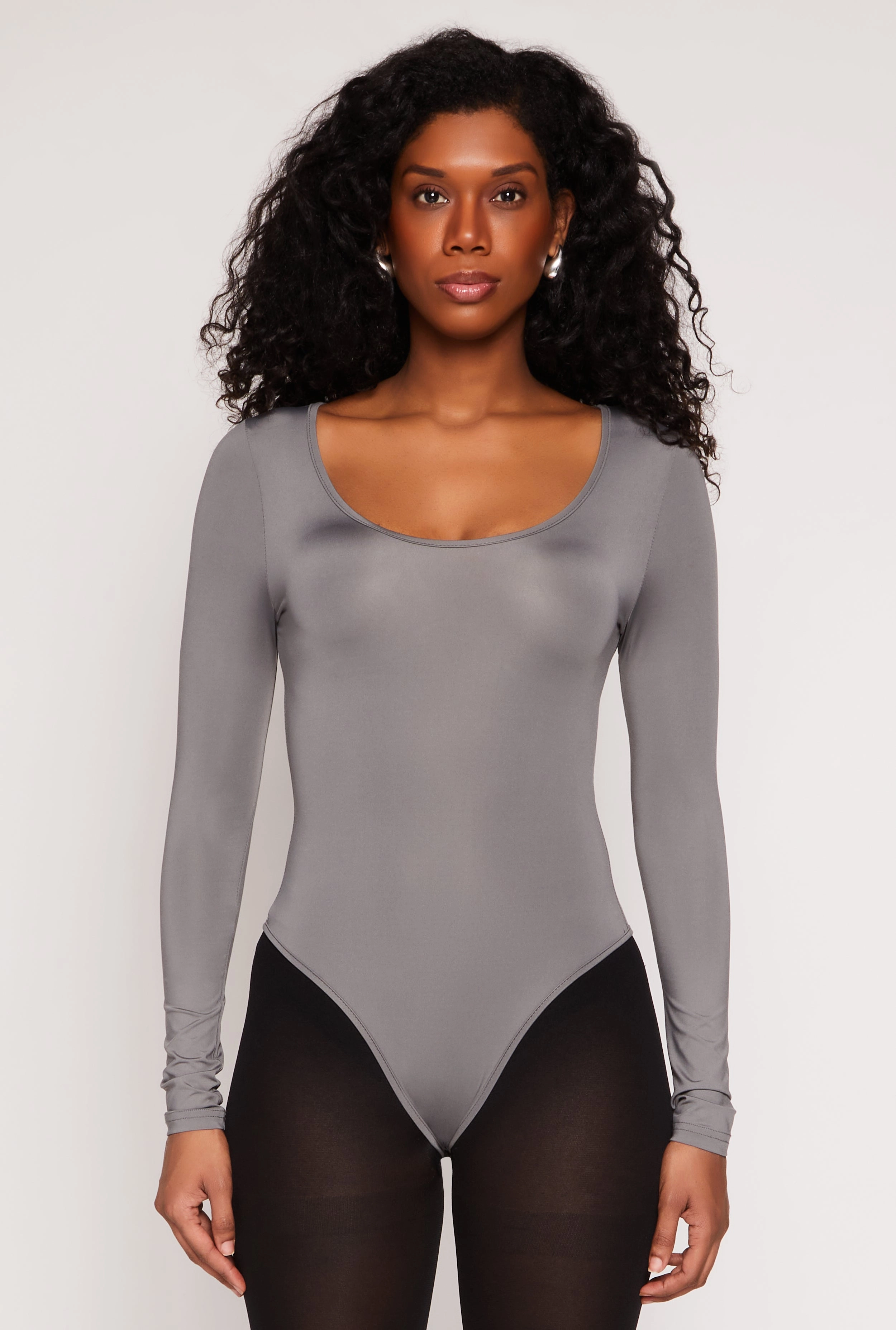Daisy Scoop Neck Long Sleeve Bodysuit Light