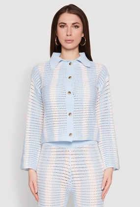 Daisy Striped Pointelle Crochet Shirt loafers
